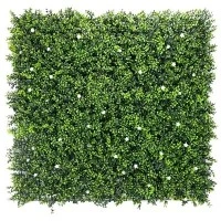 Weiß blühendes Buchsbaum-künstliches vertikales grünes Wandpaneel für den Garten, 101,6 x 101,6 cm, 11 m² – UV-beständig – handelsübliche Qualität